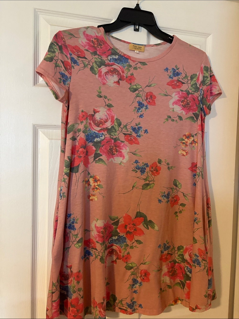 Pink Floral Swing T-Shirt Dress